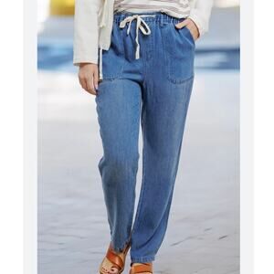 ARTICLES OF SOCIETY | Denim Look Slouchy Drawstring Pants Medium Wash | SIze XL